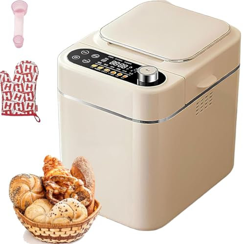 Machine à pain avec corps en acier inoxydable, capacité de 500 g, distributeur automatique de noix, 26 fonctions prédéfinies, panneau tactile LCD pour la fabrication de pâte et de confiture