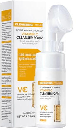 Foaming Cleanser for Oily Skin – Vitamin C Hydrating Cleanser for Daily Face Wash, Deep Pore Cleanse, Oil-Control & Non-Drying, 120ml