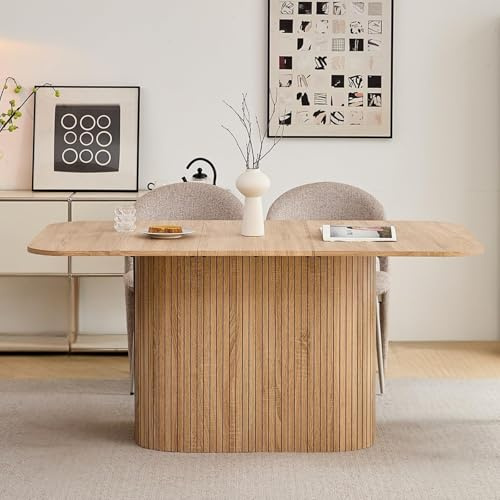 EGOONM Table à Manger Rectangulaire (160 x 90 x 75 cm), Table de Cuisine avec Plateau en MDF (Finition Grain de Bois), Idéale pour Salle à Manger, Cuisine, Restaurant ou Bureau (Grain Naturel)