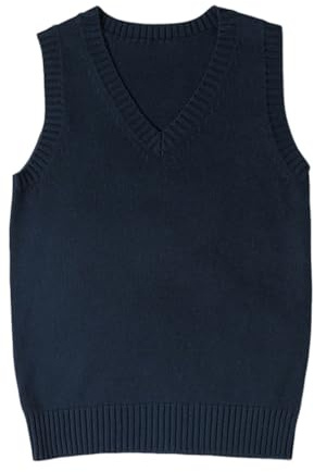 shownicer Pull sans Manches Femme Chaud Col en V Gilet en Tricot Automne Hiver Couleur Unie Pullover A Marine S