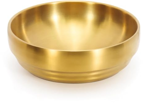 Cuenco grande de acero inoxidable dorado de 7,3 cm, cuenco de sashimi de doble pared con capacidad de 35 oz, ensaladera dorada