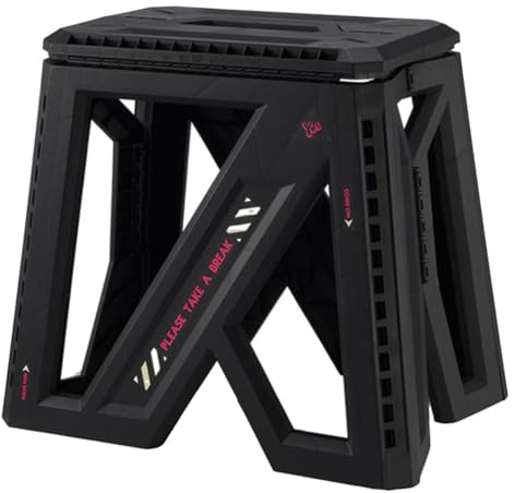 Homeponnew Sgabello pieghevole multifunzionale per esterni, sgabello da campeggio, 32 x 26 x 10 cm, 32 x 23 x 36 cm, in plastica, multifunzionale, adatto per esterni e casa (nero 2)