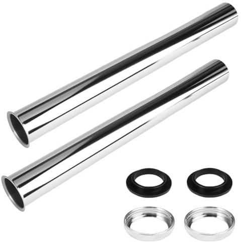 2 tubos de inmersión sifón, extensión de sifón de 30 cm, tubo de inmersión de acero inoxidable, tubo de sifón universal, con tuerca y junta de goma sellada, para lavabos, lavabos y fregaderos de