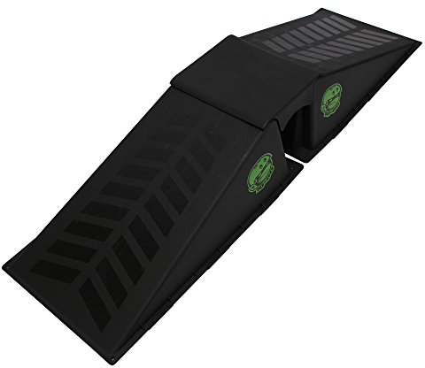 Ten-Eighty Micro Flybox Launch Ramp Set with 2 Connecting Ramps, Portable Skateboard, BMX Bike, Scooter, RC Car, Durable, Lightweight, Non-Slip Rubber Construction for Kids & Teens, Black - 56 Length