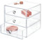 iDesign Organizador de maquillaje con 3 cajones, compacta minicómoda de plástico, mini cajonera cuadrada para productos de belleza y cosméticos, transparente