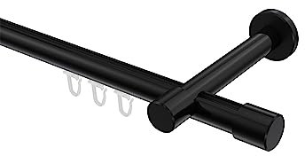 Interdeco Innenlaufstangen/Gardinenstangen Schwarz 20 mm Ø Prestige Santo, 200 cm