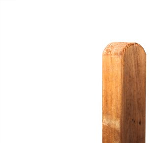 Holz-Pfosten / Holzpfähle im Maß 9 x 9 x 165 cm ( Breite x Tiefe x Länge ) mit Druckimprägnierung in braun und Kopf - rund - als Zaunpfahl für Jägerzäune , Senkrechtzäune und Naturzäune