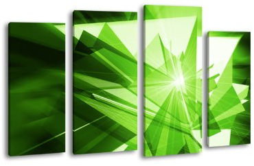 Leinwandbild Grüne Dynamik LW348 Wandbild, Bild auf Leinwand, 4 Teile, 180x100cm, Kunstdruck Canvas, XXL Bilder, Keilrahmenbild, fertig aufgespannt, Bild, Holzrahmen, Technik, bunt, Sound,
