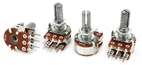 sourcing map 4Stk Doppel Linear Taper Potentiometer 10K Ohm 20mm Schaft B Typ drehend de
