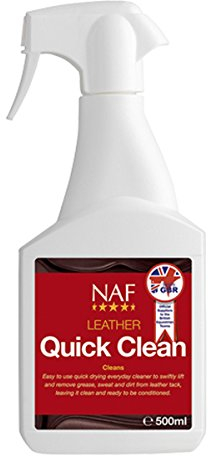 NAF Leather Quick Clean 750ml – Spray-On Leather Cleaner for Saddles, Bridles & Tack – Removes Dirt, Grease & Sweat – No Water Required – Fast & Easy Use