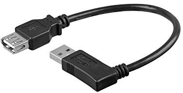 Goobay 95702 Cavo Prolunga USB 2.0 ad Alta Velocità 90°, Nero, 0.30m Lunghezza del Cavo