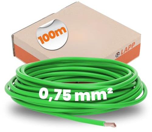 Lapp 100m H05V-K 0,75 mm² Grün - Verdrahtungsleitung Aderleitung Flexibel | PVC-Einzelader Litze für Schaltschrank und Leuchten, feindrahtige Kupferlitze nach VDE 0295, zur Montage in Rohr oder Putz