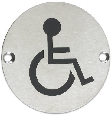 ZSS07SS Disabled Toilet Sign Sex Symbol 76mm Dia Satin Stainless Steel from The Door Handle Store
