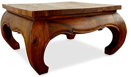 livasia großer Opiumtisch in braun. Beistelltisch, Couchtisch, Massivholztisch (76cm x 76cm)