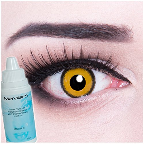 Meralens Lunatic Sun Kontaktlinsen mit Pflegemittel ohne Stärke, 1er Pack (1 x 2 Stück)
