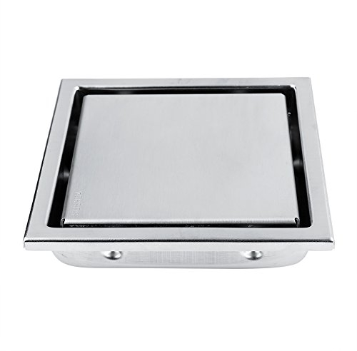 Scarico a pavimento TOPINCN Acciaio inox a forma quadrata Scarico per doccia antiodore Porta rifiuti per bagno