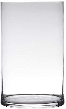 Dekoglas, Vase Zylinder Cold Cut H. 30cm D. 19cm transparent rund Glas Hakbijl