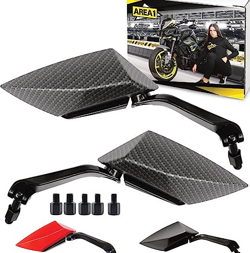 Area1 moto juego de espejos/Marca de homologacion E / 2xM10 derecha, 2xM8 derecha, 1xM10 izquierda, 1xM8 izquierda/se adapta a Derbi GPR 50 125, Nude/Senda HYP SM/R DRD (V30)