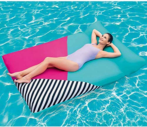 QIROG Erwachsene Bequeme aufblasbare Stoff Sitzsack Pool Float Wasser Luftbett mit Kissen Kissen Pool Floats