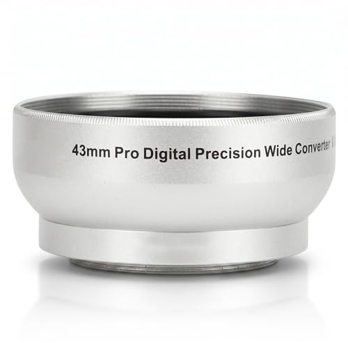 Obiettivo macro 0.45X, lega di alluminio 43mm Ingrandimento fotocamera 0.45X Ingrandimento grandangolare argento Lente aggiuntiva per obiettivo fotocamera 43mm