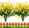 Leixi Artificial Flowers, 6pcs Fake Outdoor UV Resistant Plants Faux Plastic Greenery Shrubs Indoor Outside Hanging Planter Home Kitchen Office Wedding Garden Decor (Yellow)