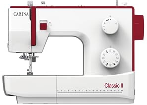 CARINA Classic II Nähmaschine I 23 Stichprogramme I Einfädelhilfe I Auto-Fadenspannung & Fadenabschneider I LED-Nählicht I Einstellbare Stichlänge & Stichbreite I Mechanische Nähmaschine (weiß-rot)