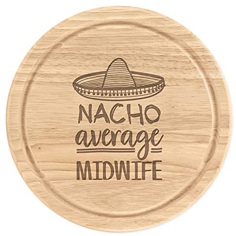 Nacho Media Partera Madera para Picar Tabla de Quesos Redondo 25cm