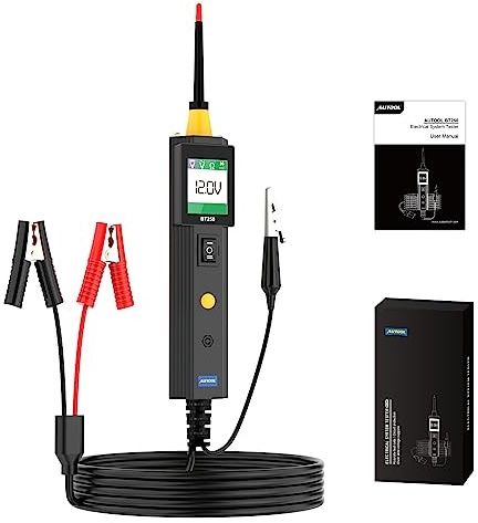 AUTOOL Auto Spannungsprüfer Stift, BT250 Digital Prüflampe kfz, 0V-65V DC/AC Stromprüfer mit Taschenlampe Maßnahmen Polarität Kontinuität für Autos und Motorrädern