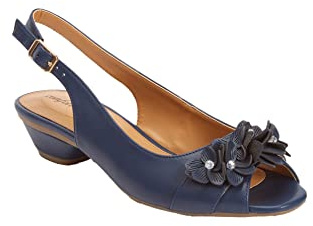 Comfortview Women's The Rider Leather-Like Slingback - 7 1/2 M, Navy (Wide Widths Available)