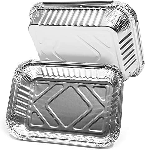 JOFISA 100 Bandejas de Aluminio Desechables con Tapa Envases para Comida para Llevar, Horno, Congelador – Recipientes de Aluminio con Tapas para Alimentos, Reutilizables y Resistentes (500 ml)