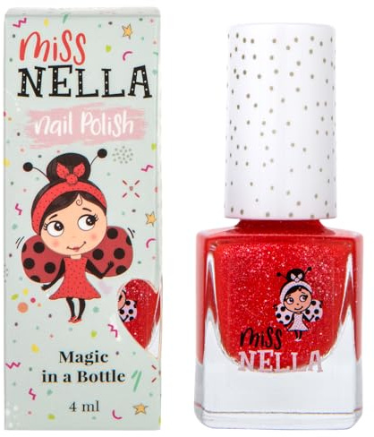 Miss Nella Croco Dazzle abziehbarer Nagellack speziell für Kinder, rot Glitzer, Peel-Off-Formel, ungiftig, wasserbasiert und geruchsneutral