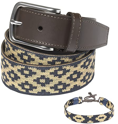 PELPE Argentinischer Ledergürtel mit passender Schnur und Lederarmband. Auf Leder gestickter Gürtel für Männer und Frauen. Argentinische Pologürtel