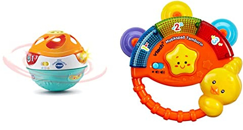 Vtech Baby 3-in-1 Magischer Musikball, von 9-36 Monaten & Baby Musikspaß Tamburin – Elektronisches Spielzeug mit Musik und Geräuscheffekten – Für Kinder von 9-36 Monaten