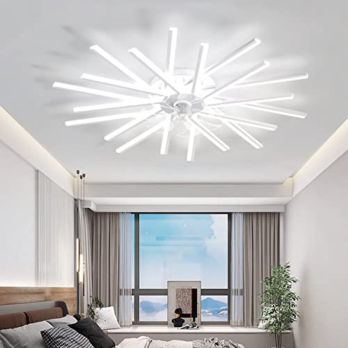 YFouCnd I 100W Ceiling Fan with Light Quiet Ceiling Fan Lights with Remote Control APP Reversible DC 6 Speed Fan Light LED Dimmable Ceiling Fan Light for Living Room Bedroom Dining Room Office,White