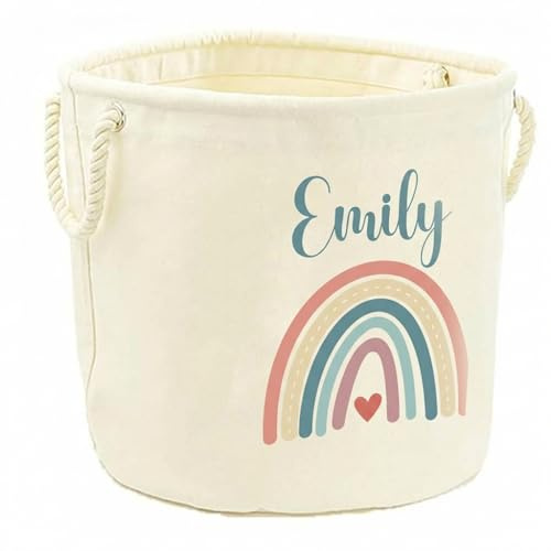 Hoolaroo Personalised Toy Box Toy Storage Basket For girls Boys Baby Rainbow Toy Boxes With Name Kids Baby Gifts Tidy Room Small