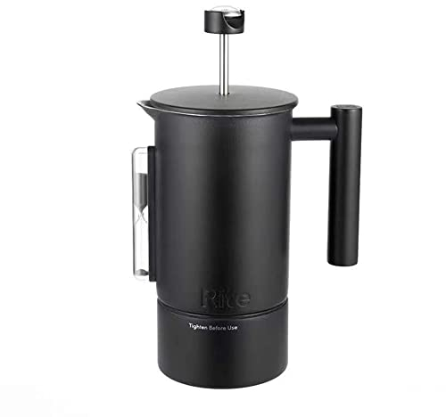 FURREN Cafetera de 1200 ml, prensa francesa de doble pared de acero inoxidable con reloj de y termómetro, cafetera y té-B