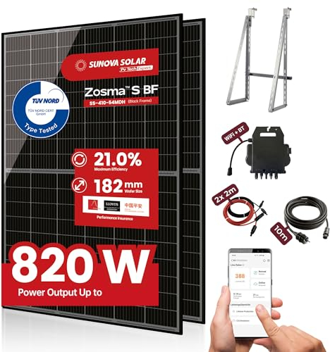 Balkonkraftwerk Komplettset mit 2 KWh Speicher (820W ohne Speicher)