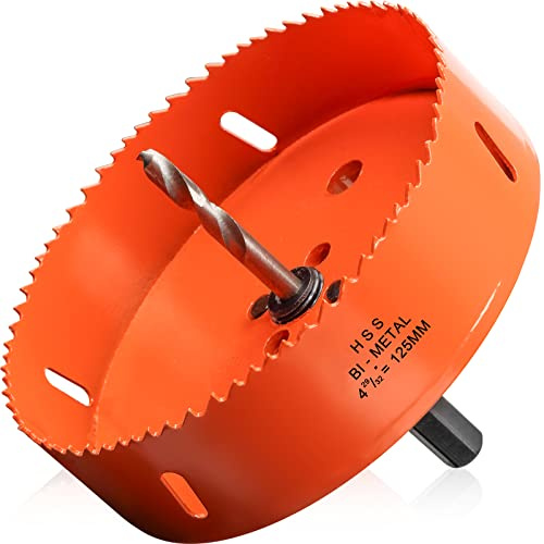 ITOOLFIRM 125 mm Lochsäge für Holz und Metall, Kreisbohrmaschine mit Zentrierbohrer für Alu, Gusseisen, Stahlblech, Sperrholz, Gipskarton und Acryl