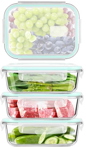 LXUDN Frischhaltedosen Glas mit Deckel 8 Stück - Glasbehälter für Mikrowelle, Spülmaschinen & Gefrierschrank - Meal Prep Boxen Lunchbox Glasdose