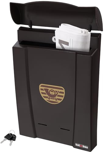 KOTARBAU® buzón de plástico PVC de color marrón 40x28 cm, buzón resistente a la intemperie con llave, buzón sin compartimento para periódicos, buzón grande, buzones