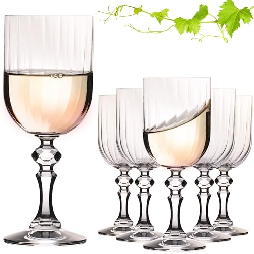 IMPERIAL geriffelte Weingläser 320ml 'Prag' Set 6-Teilig Weißweingläser aus Crystalline Glas Spülmaschinenfest Vintage