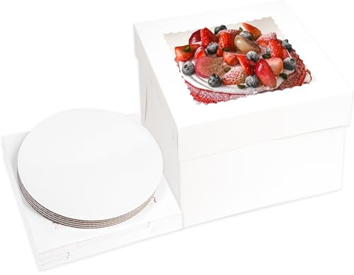 CIMOYBAI Scatola per Torte Basic 5 Pezzi, 25.4 x 25.4 x 20.3 cm, Bianca, Per Torta