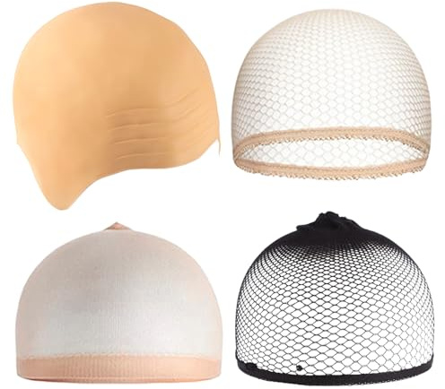 EHDWXVZM 1 Stück Perückenkappe, 3 Stück Haarnetz, Jungen-Halbglatze-Mütze, Cosplay-Haube, Herren-Latex-Perückenkappe