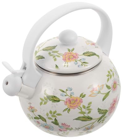 Alipis Bouilloire Émaillée Résistante Avec Sifflet Pour Cuisinière à Induction Et Feu Direct Kettle Stovetop Et Isolante Pour Thé Et Eau Chaude