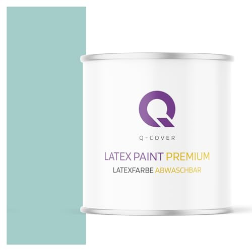 Q-COVER Latexfarbe Abwaschbar 2L (ca.14m2) Minzblau Farbton Innenfarbe Wandfarbe Deckenfarbe Klasse 2 Mattfarbe Für Allergiker Scheuerfest Geruchlos Frei Von Voc