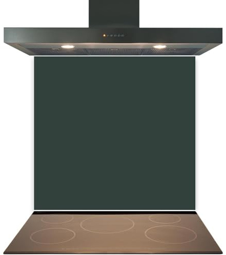 Black Green Glass Kitchen Splashback 60x60cm – 6mm Toughened Heat-Resistant Glass, Polished Edges, Easy-Clean Hob & Cooker Splashback