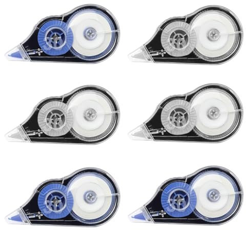WeddHuis 6er Korrekturbänder Set 30m x 5 mm Korrekturroller Korrekturmaus Mini mit Schutzkappe Fenster Korrigieren Roller für Kinder Schüler Büro Zuhause Schule (Schwarz)