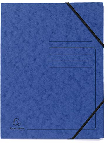 Exacompta - Ref. 555412E - kartong med 25 elastiska skjortor utan flikar tryckta - glansiga kortfickor 355 g/m² - storlek 24 x 32 cm för A4-dokument - blå färg