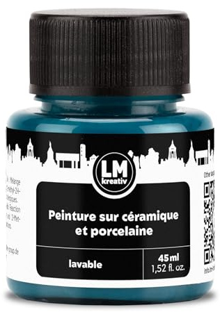 LM-Kreativ Keramik- & Porzellanfarbe 45 ml - Türkis - Spülmaschinenfest. Glas- und Keramikfarbe, Ideal zum Tassen und Porzellan Bemalen, Kreative Projekte auf Glas