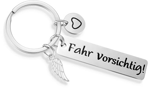 Fahr Vorsichtig Schlüsselanhänger Schutzengel Auto Glücksbringer Geschenke Männer Geburtstag Mann Führerschein Bestanden Geschenk Führerscheinprüfung Männergeschenke für Frauen Ihn Freund Ehemann Papa